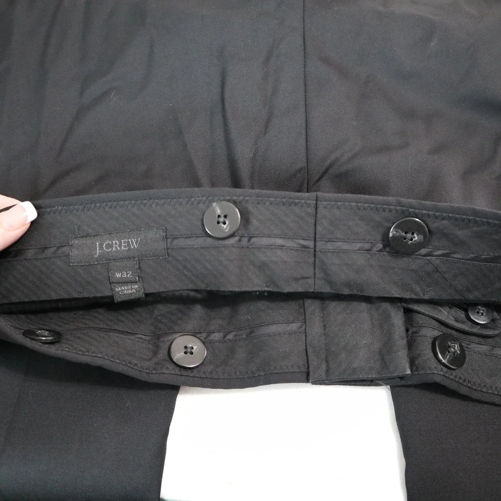 J.Crew‎ Dress Pants Mens W32 Black 100% Wool Suspender Buttons Formal Wear